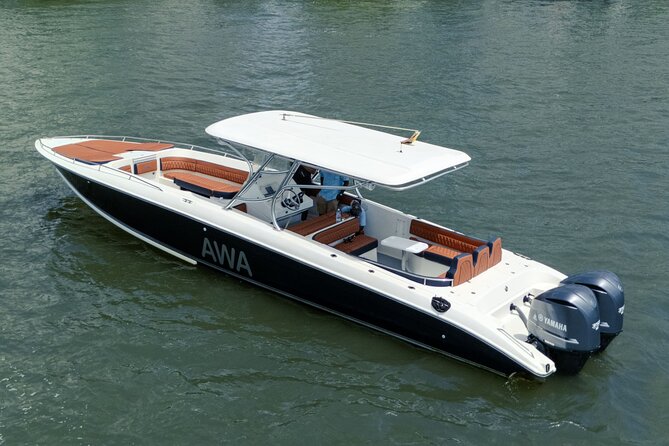 8-hour private tour in a luxurious and fast 41' AWA boat - Swimming, snorkeling, beaches, and seafood, with optional party energy