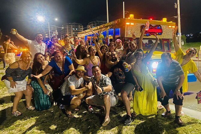 Chiva Party a Night Walk through the Streets of Cartagena - Letras de Cartagena and Marbella beach letter shots