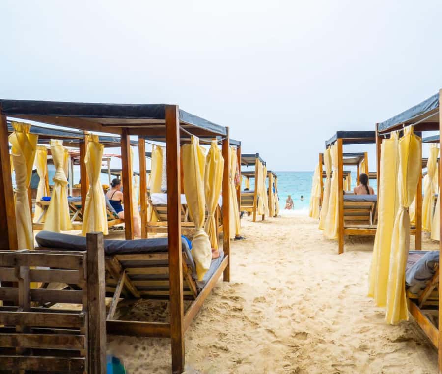 Daytour to Playa Tranquila VIP with Parasols, Lunch by bus! - Playa Blanca and Playa Tranquila setup: VIP parasols, beds, and lunch