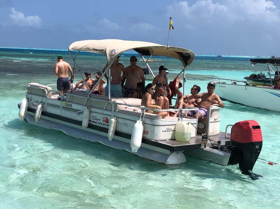 San Andres Island Tour In Shared Pontoon - The Ride Starts Smooth, Then Turns Into Real Bay Time