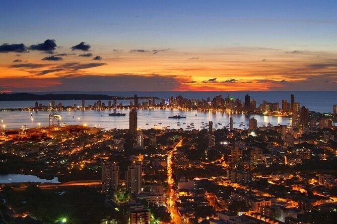 Sunset in Catamaran by Cartagena Bay - Cartagena’s walled city from the sea on the return sail